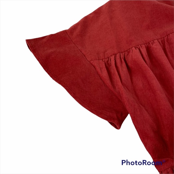 V evy j Red dress Short Sleeve Velvet Size L  NEW. A line relaxed fit - Picture 11 of 13